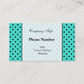 名刺の黒およびターコイズの水玉模様 名刺 (裏面)