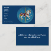 名刺の-赤く、白く及び青の回転木馬の馬 名刺 (正面/裏面)