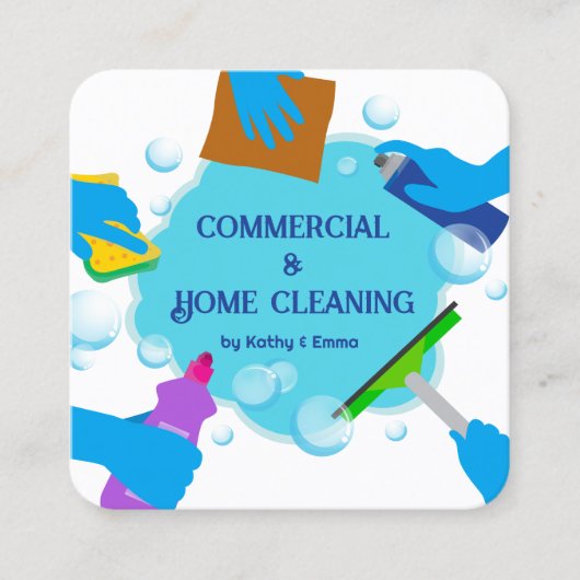 名刺をクリーニングする2名様 スクエア名刺 (正面)