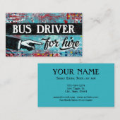 名刺をレンタルするバスドライバー – 青い赤 名刺 (正面/裏面)