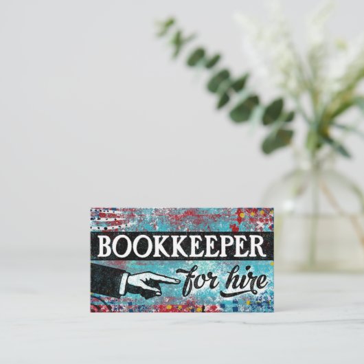 名刺をレンタルするブックキーパー – 青い赤 名刺 (スタンド正面)