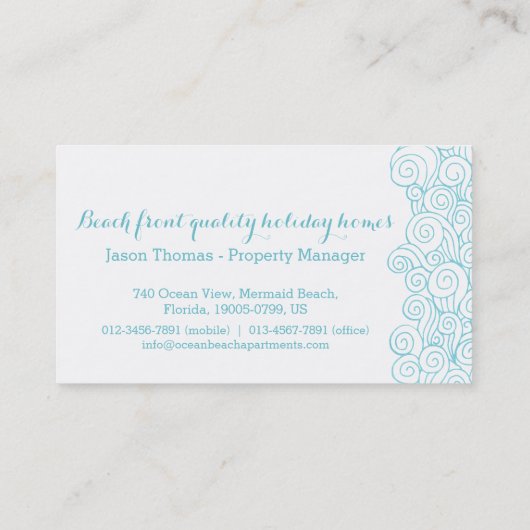 名刺を可能にするビーチのヒトデの特性 名刺 (裏面)