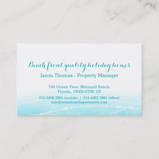 名刺を可能にするビーチの沿岸特性 名刺 (裏面)