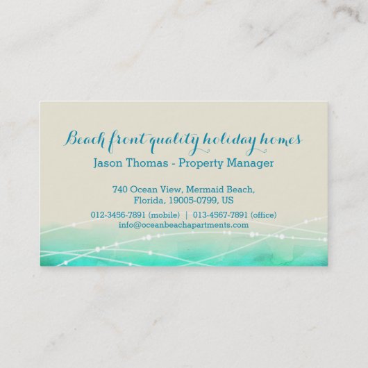 名刺を可能にするビーチの沿岸特性 名刺 (裏面)