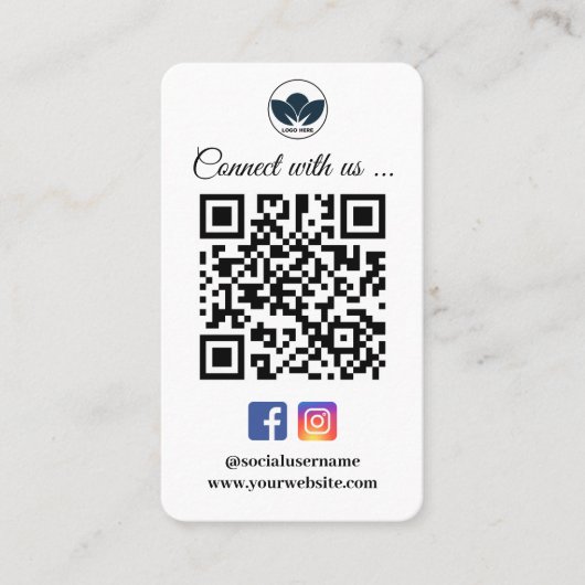 名刺を接続するためにスキャン | Instagram Facebook 名刺 (正面)