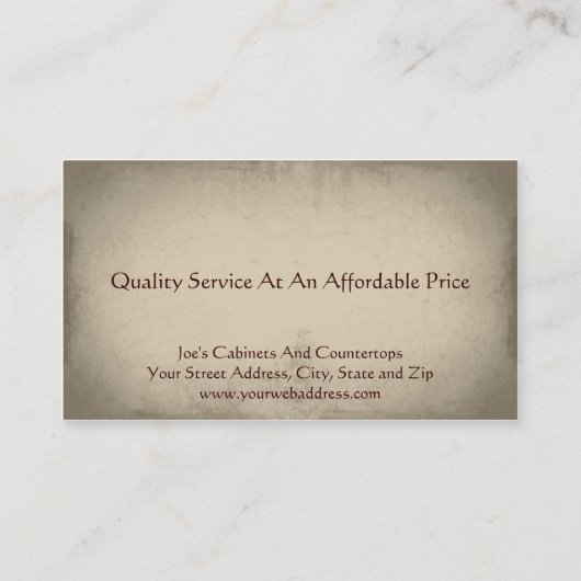 名刺を改造するキャビネットのカウンタートップ 名刺 (裏面)