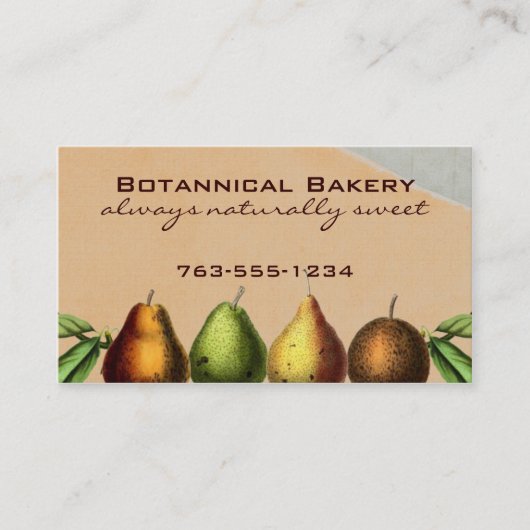 名刺を焼くぼろぼろのシックなヴィンテージのナシのフルーツ 名刺 (正面)