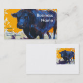 名刺を絵を描いているアンガス黒いBullの牛 名刺 (正面/裏面)