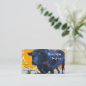 名刺を絵を描いているアンガス黒いBullの牛 名刺 (スタンド正面)