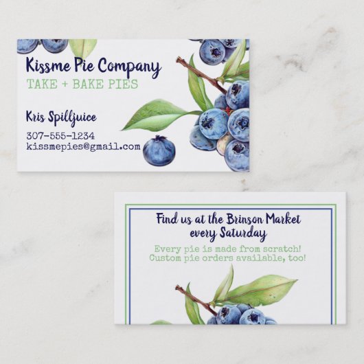 名刺を缶詰にするブルーベリーのパン屋パイ 名刺 (正面/裏面)