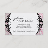 名刺を設計している上品なダマスク織のインテリア 名刺 (裏面)