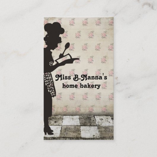 名刺を調理するヴィンテージのシェフのシルエットのベーキング 名刺 (正面)