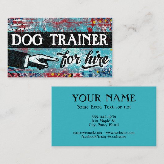 名刺を雇う犬トレーナー – Blue Red 名刺 (正面/裏面)