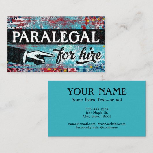 名刺を雇うParalegal - Blue Red 名刺 (正面/裏面)