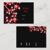 名刺アジア赤日本の花 名刺 (正面/裏面)