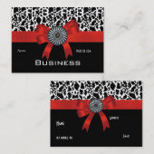 名刺アニマルプリント白黒レッドボウ 名刺 (正面/裏面)