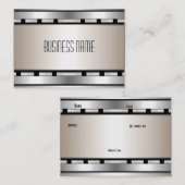 名刺アールデコブラックシルバーベージュストライプ 名刺 (正面/裏面)