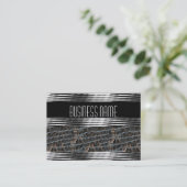 名刺アールデコブラックシルバーレザー 名刺 (スタンド正面)