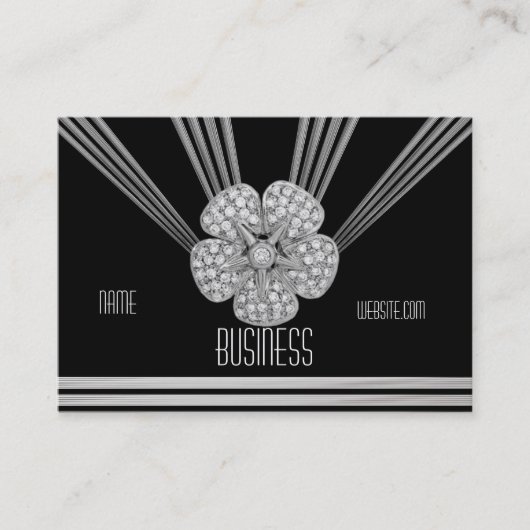 名刺アールデコブラックストライプダイヤモンドジュエル 名刺 (正面)