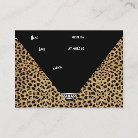 名刺アールデコ白黒ヒョウ皮 名刺 (裏面)
