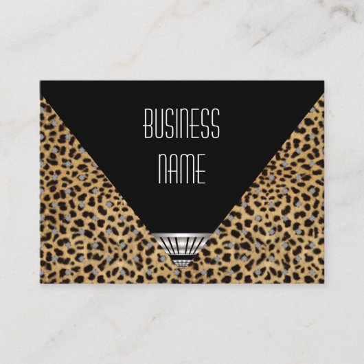 名刺アールデコ白黒ヒョウ皮 名刺 (正面)