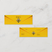 名刺イエローアールデコ金ゴールド玉皮 スキニー名刺 (正面/裏面)