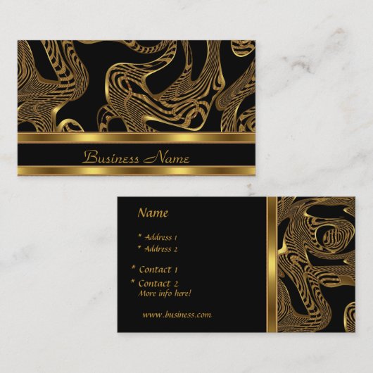 名刺エキゾチックエレガントブラック金ゴールド抽象芸術 名刺 (正面/裏面)