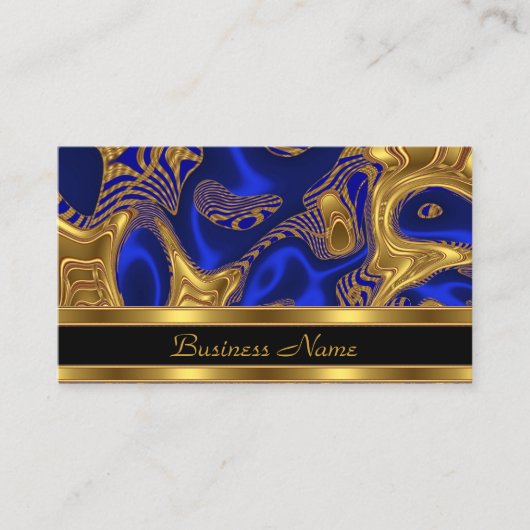 名刺エキゾチックエレガントブルー金ゴールド抽象芸術 名刺 (正面)