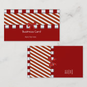 名刺エレガントアールデコ赤ストライプ白 名刺 (正面/裏面)