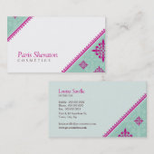 名刺エレガント斜めピンクミントグリーン 名刺 (正面/裏面)