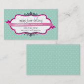 名刺エレガント暗い赤紫色はっきりしたピンクのミントグリーン 名刺 (正面/裏面)