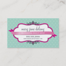 名刺エレガント暗い赤紫色はっきりしたピンクのミントグリーン 名刺