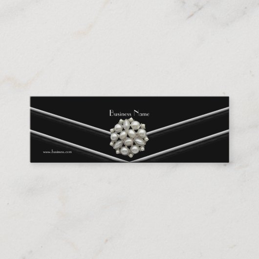 名刺エレガント白黒パール宝石 スキニー名刺 (正面)