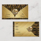 名刺エレガント金ゴールド宝石黒動物 名刺 (正面/裏面)