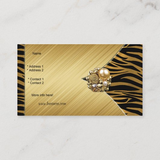 名刺エレガント金ゴールド宝石黒動物 名刺 (裏面)