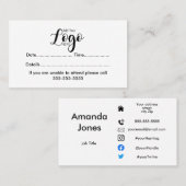 名刺カスタムロゴアポイントメントカード 予約カード (正面/裏面)