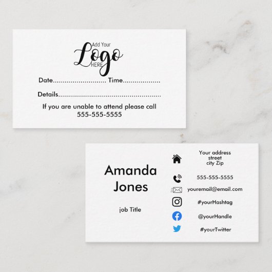 名刺カスタムロゴアポイントメントカード 予約カード (正面/裏面)