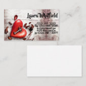 名刺カントリーウッド鍵のハートへ素朴 名刺 (正面/裏面)