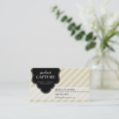 名刺クール捕捉はっきりした金ゴールドストライプブラック 名刺 (スタンド正面)