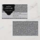 名刺クール捕獲はっきりした銀グリッター 名刺 (正面/裏面)