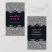 名刺グリジーグリッターブラックシルバーピンク 名刺 (正面/裏面)