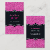 名刺グリジーグリッターブラックマゼンタピンク 名刺 (正面/裏面)