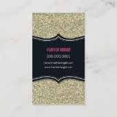 名刺グリジーグリッターブラック淡い色の金ゴールドピンク 名刺 (裏面)