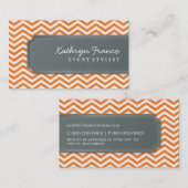 名刺シボクールロンストライプオレンジ灰色 名刺 (正面/裏面)