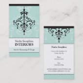 名刺シャンデリアエレガントブラック淡い色のミント 名刺 (正面/裏面)