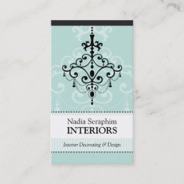 名刺シャンデリアエレガントブラック淡い色のミント 名刺