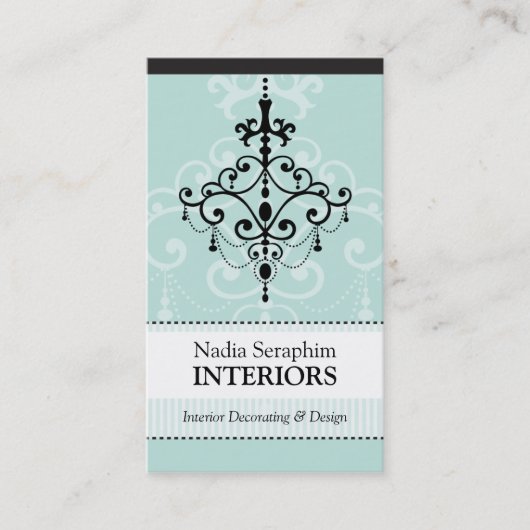 名刺シャンデリアエレガントブラック淡い色のミント 名刺 (正面)