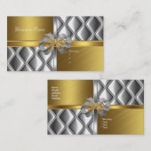 名刺シルバーエレガント金ゴールドBowsTile Trim 名刺 (正面/裏面)
