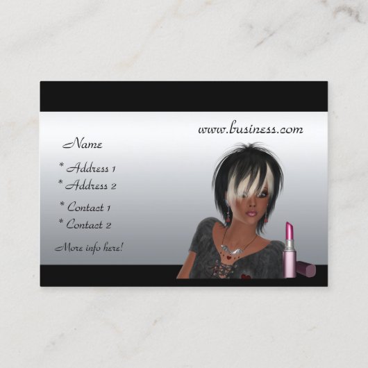 名刺シルバーブラックヘアメイクアップ美しい 名刺 (裏面)