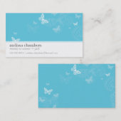 名刺シンプル可愛いバタフライアクアブルー 名刺 (正面/裏面)